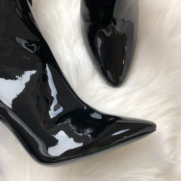 Saint Laurent Black Patent Soixante Vernice Grupy Boots Size 39 - Picture 4 of 12